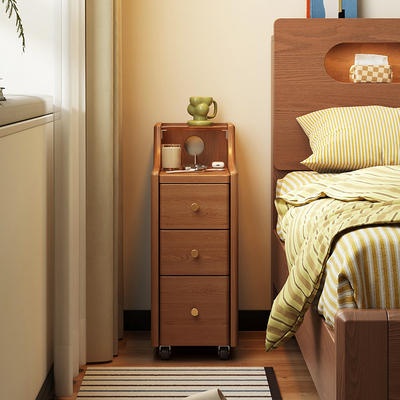 三梦夹缝超薄床头柜可移动实木卧室储物柜客厅沙发边柜收纳柜