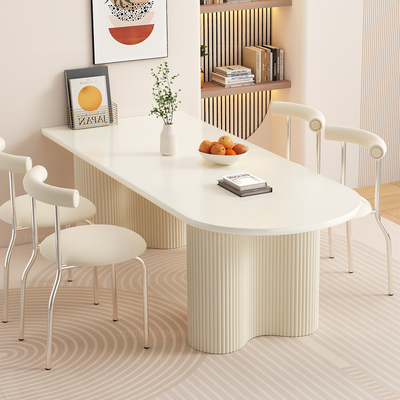 三梦家用奶油风岩板餐桌