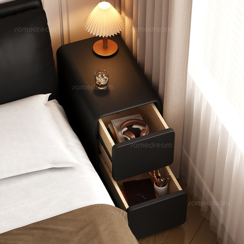 极窄实木床头柜黑色2025新款