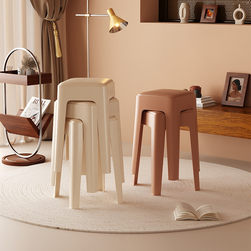 塑料凳子家用可叠放加厚软包方凳简约现代高凳子客厅餐桌椅子板凳,住宅家具,其它凳子,淘宝优惠券,粉丝福利购,淘宝优惠卷