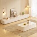 实木电视柜现代简约客厅2025新款 落地家用小户型奶油茶几电视机柜