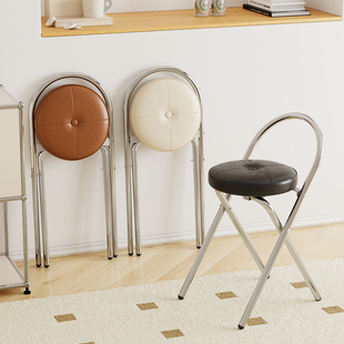 三梦软包餐椅新款吧台椅中古风岛台椅子家用餐厅折叠椅子餐桌椅子