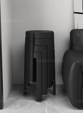 塑料凳子加厚家用可叠放风车圆凳现代简约客厅餐桌高椅子熟胶板凳