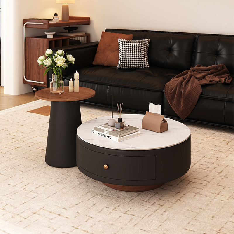 三梦双子座岩板茶几现代简约实木边框大理石纹台面高级感客厅家具,住宅家具,茶几,淘宝优惠券,粉丝福利购,淘宝优惠卷