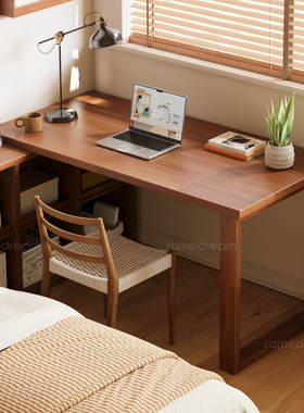 三梦实木转角书桌桌柜一体卧室L型拐角电脑桌家用学习办公桌子