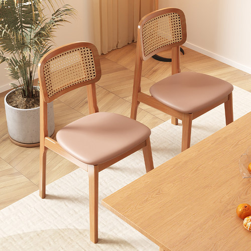 家用实木藤编餐桌椅组合