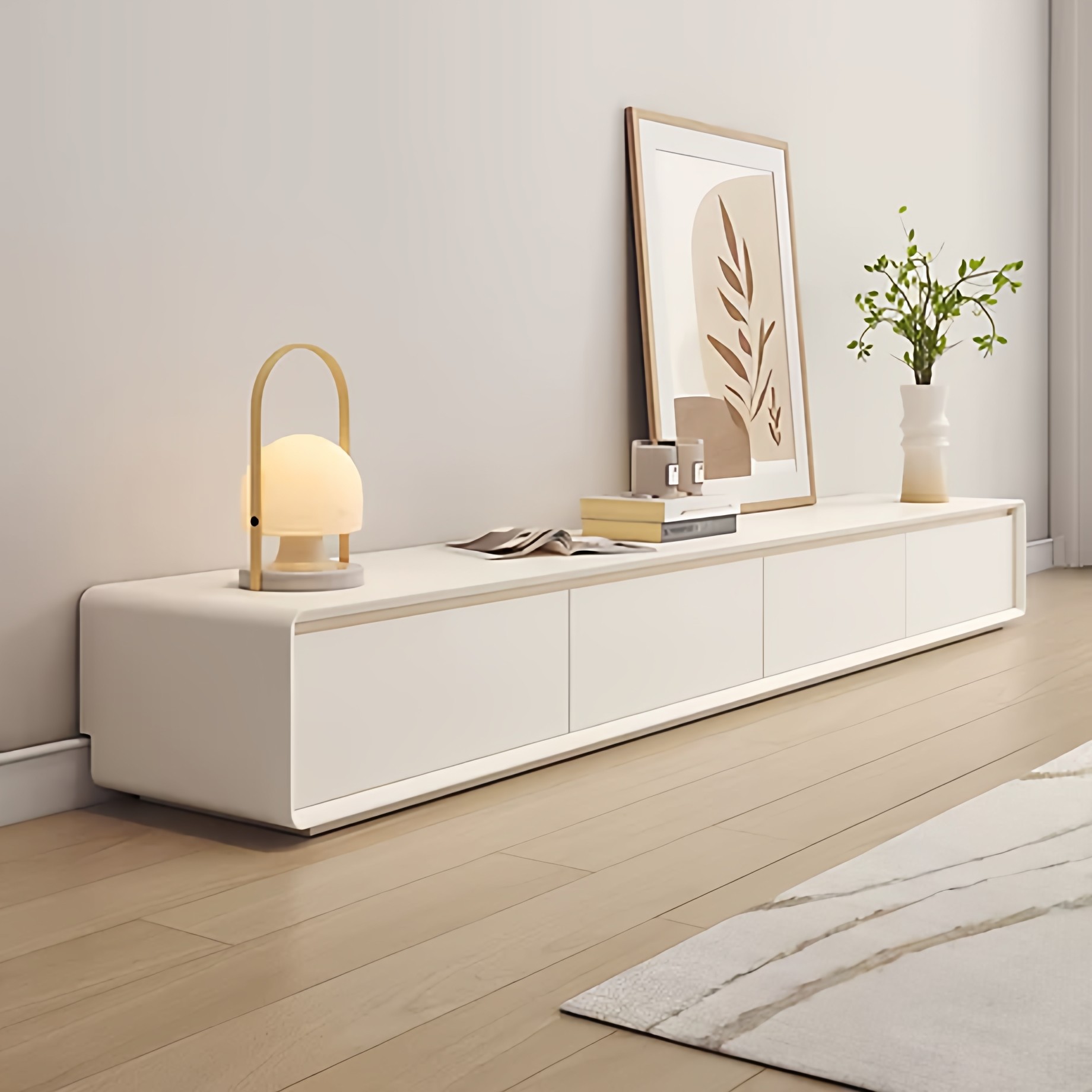 三梦奶油风实木落地小户型客厅电视机柜新款收纳储物一体电视机柜,住宅家具,电视柜,淘宝优惠券,粉丝福利购,淘宝优惠卷