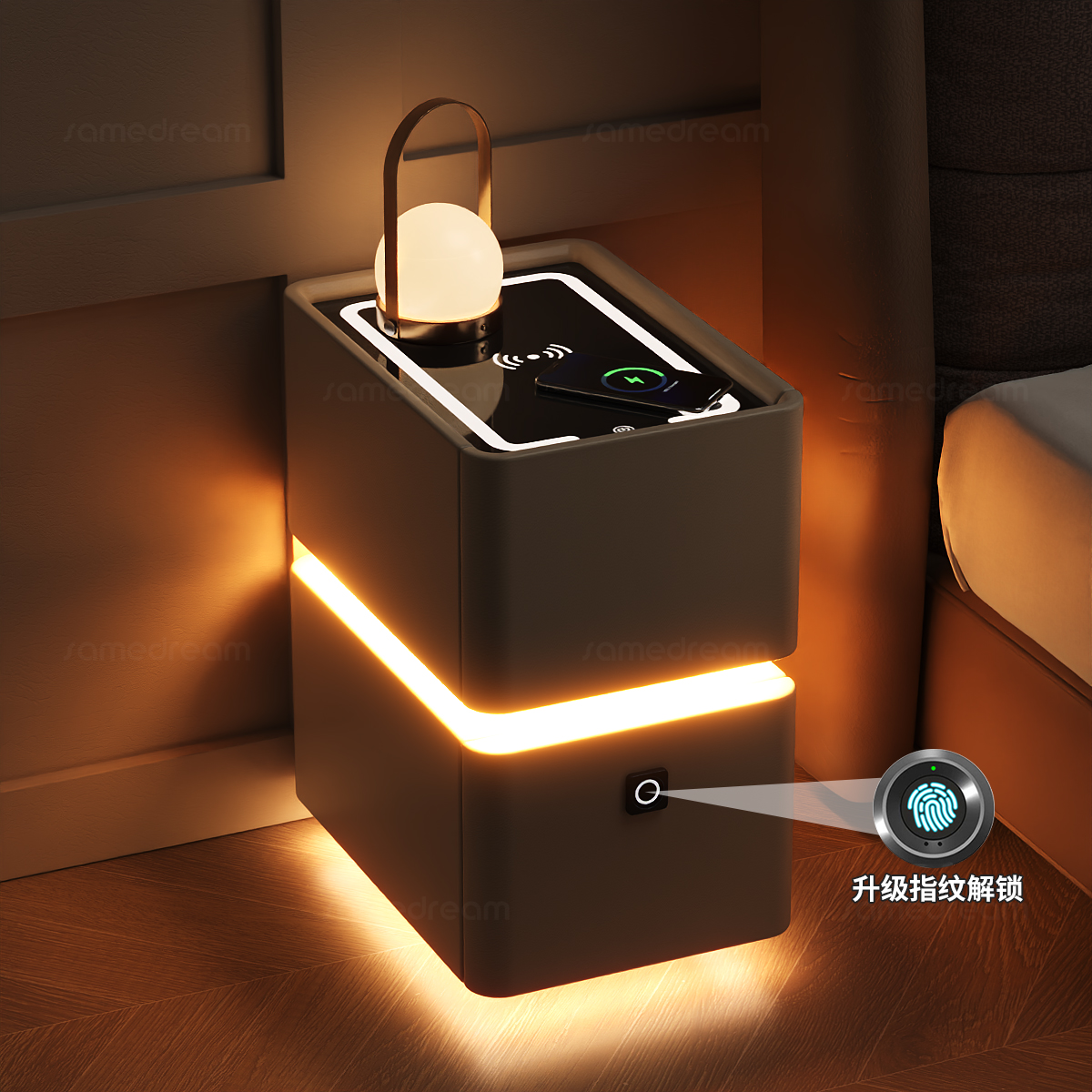 全新升级款实木智能床头柜