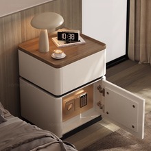 实木床头柜保险箱一体家用卧室2025爆款带锁轻奢高级感小型收纳柜