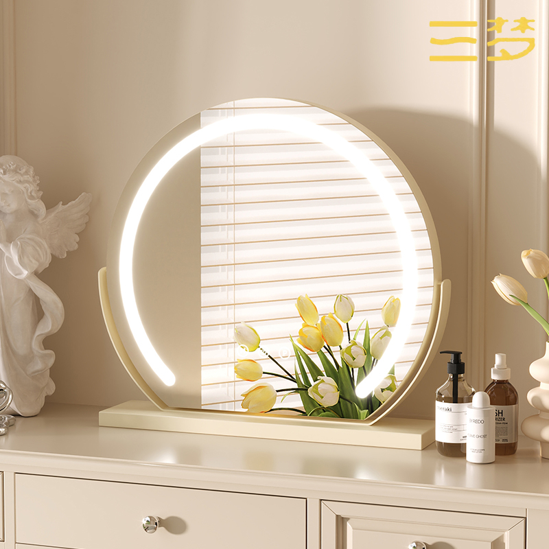 2025新款梳妆台化妆镜台式桌面梳妆镜旋转梳妆镜主卧化妆台镜子大