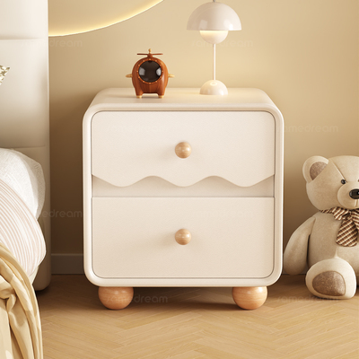 实木床头柜奶油风家用卧室