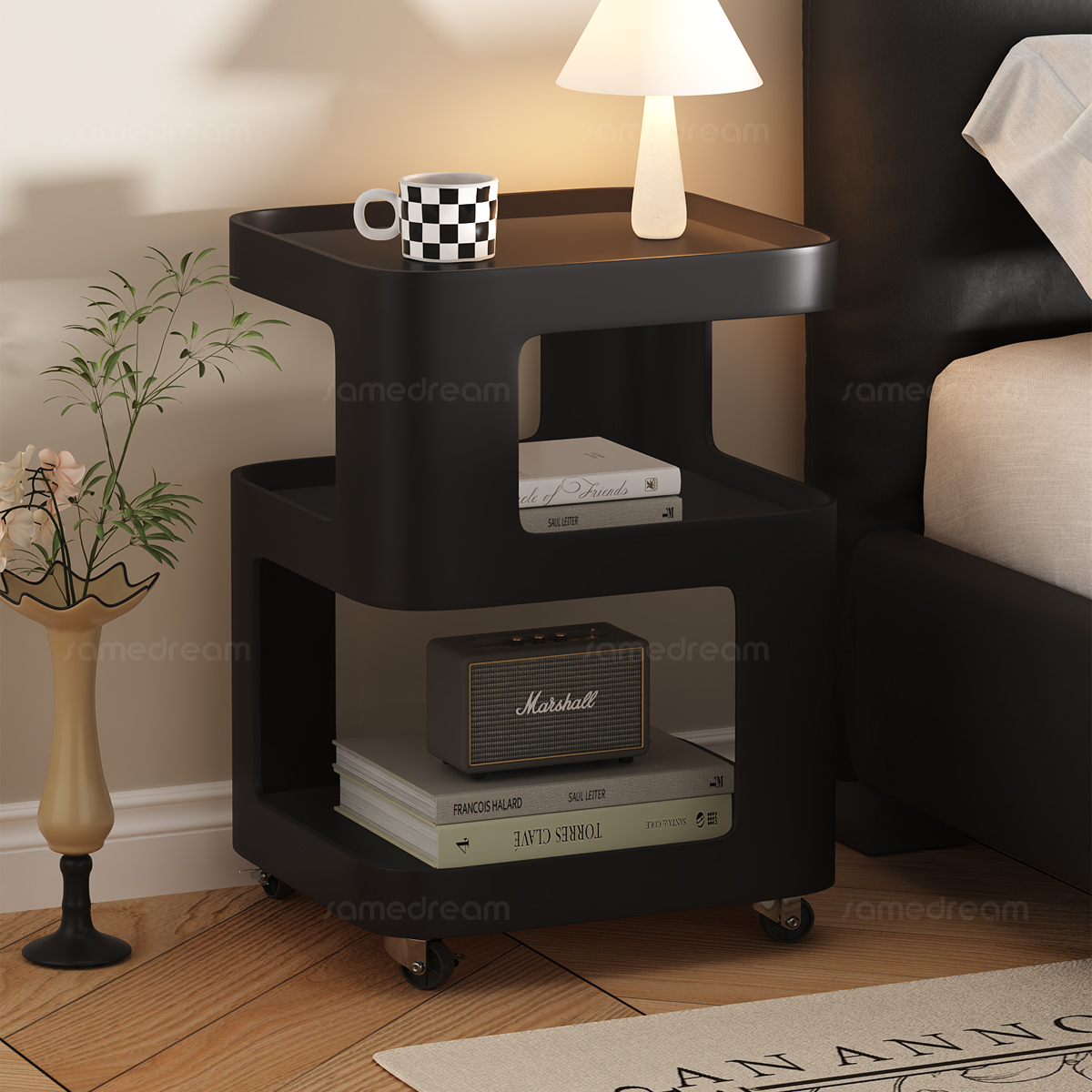 小型铁艺床头柜黑色家用卧室