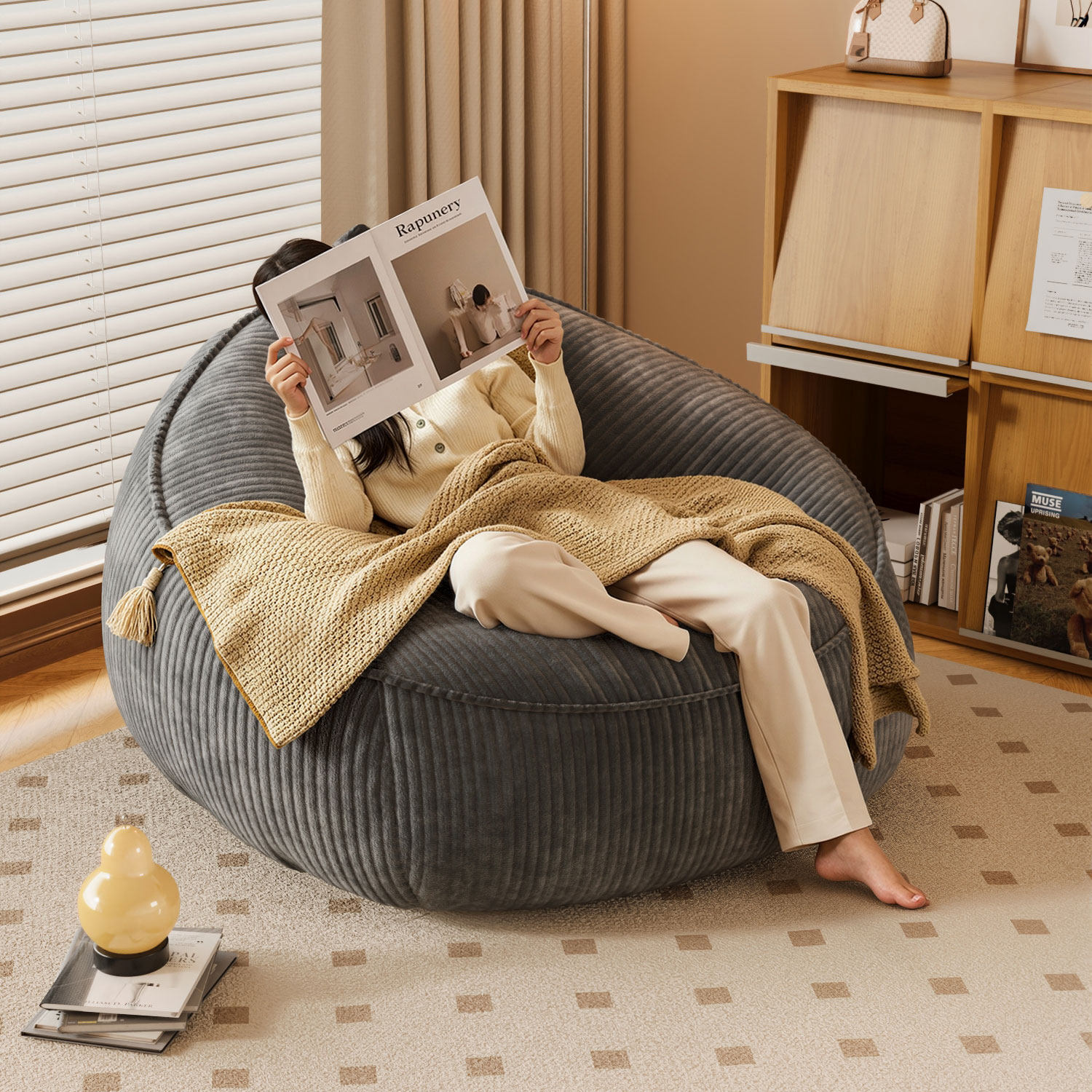 三梦懒人沙发可睡可躺豆袋阳台休闲单人懒人椅窝窝榻榻米压缩沙发,住宅家具,懒人沙发,淘宝优惠券,粉丝福利购,淘宝优惠卷