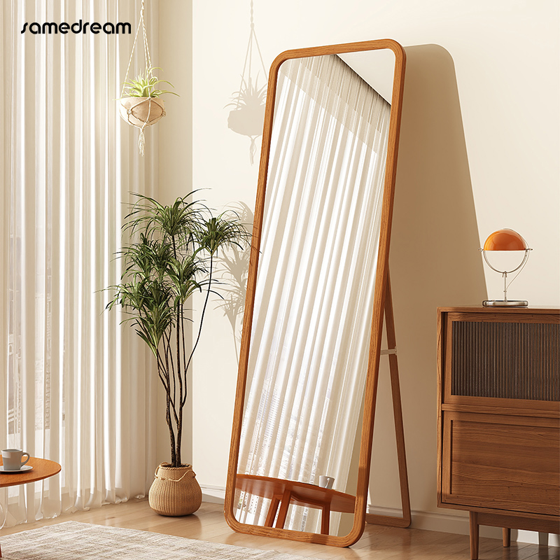 北欧风方形实木全身镜穿衣镜