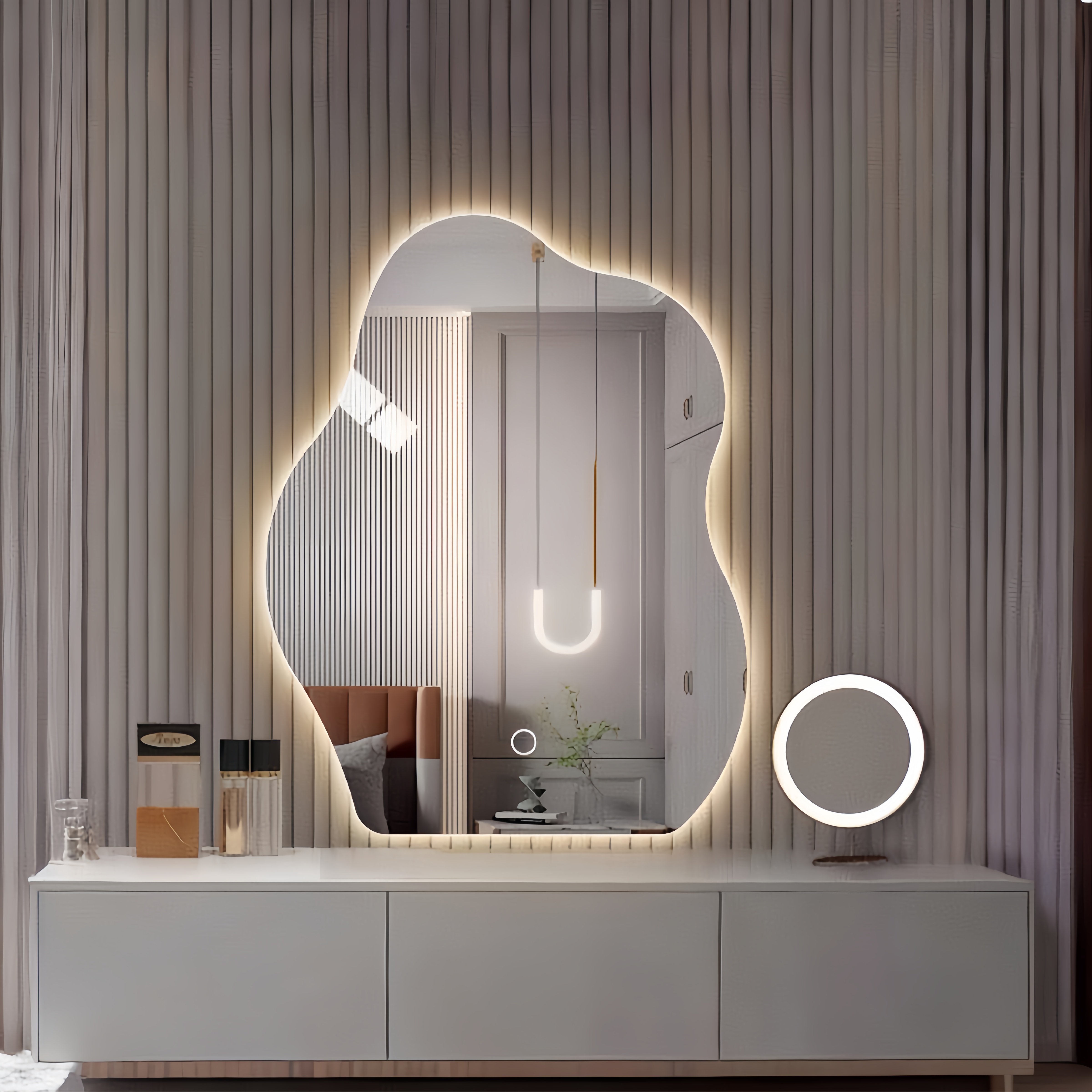 云朵智能led异形镜壁挂主卧梳妆台镜子桌面挂墙式带灯发光化妆镜