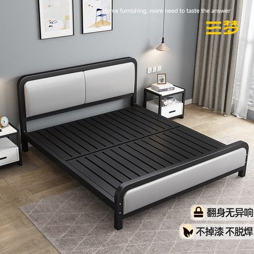 铁艺床双人床现代简约不锈钢铁架床1.5米加厚加固单人床1.8出租屋