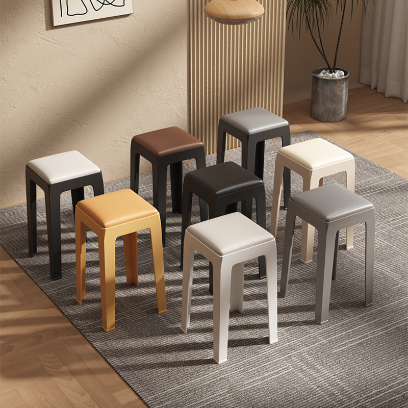塑料凳子家用加厚客厅餐桌高板凳软包方凳现代简约北欧轻奢胶椅子,住宅家具,其它凳子,淘宝优惠券,粉丝福利购,淘宝优惠卷