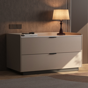 意式轻奢风实木床头柜家用卧室大尺寸加长高级感床边柜子