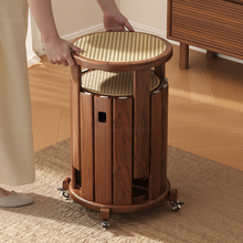 三梦实木叠叠乐凳子家用可叠放中古风藤编组合凳堆叠备用折叠餐凳