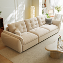 三梦奶油风防猫抓布艺沙发新款 客厅小户型双三人位云朵沙发可拆洗