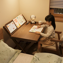 三梦全实木折叠书桌卧室小户型床边卓学生学习桌家用简易办公桌子