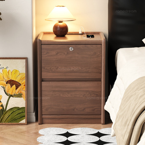 三梦极窄床头柜家用卧室夹缝小柜子带锁2025爆款带插座小型床边柜