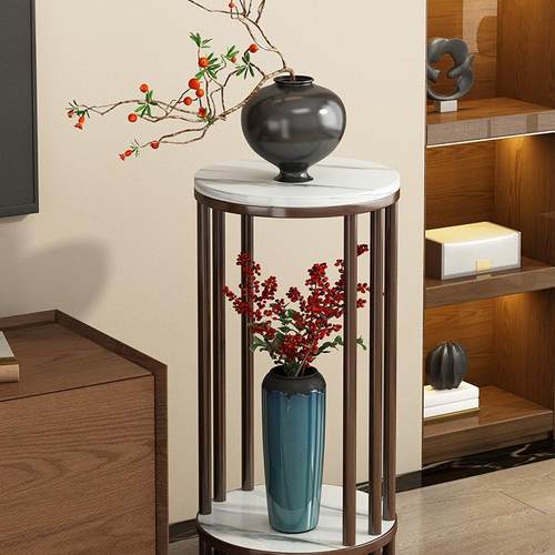 三梦新中式花架子客厅落地式植物摆放架室内展示架实木阳台置物架