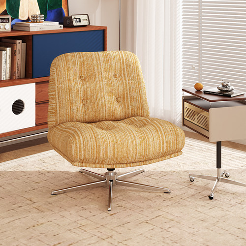 三梦现代简约条纹可旋转休闲椅中古风小户型客厅卧室懒人沙发椅