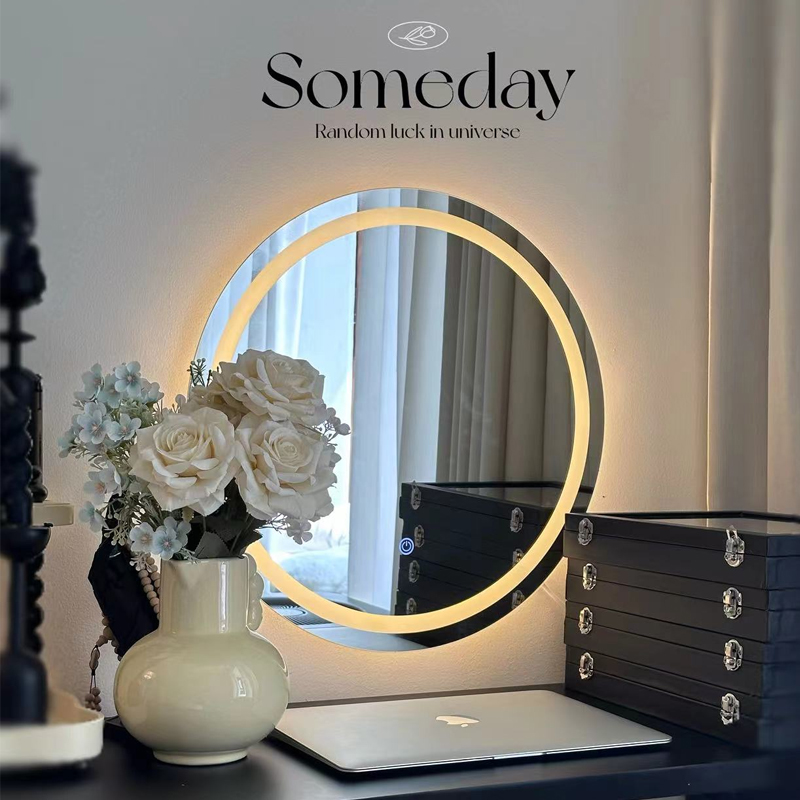 智能LED卧室梳妆镜圆形化妆镜
