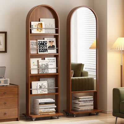 中古风实木杂志架穿衣镜子