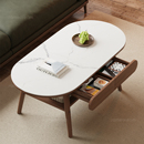 三梦实木茶几客厅家用阳台小茶桌2025新款 高端小户型椭圆岩板茶台