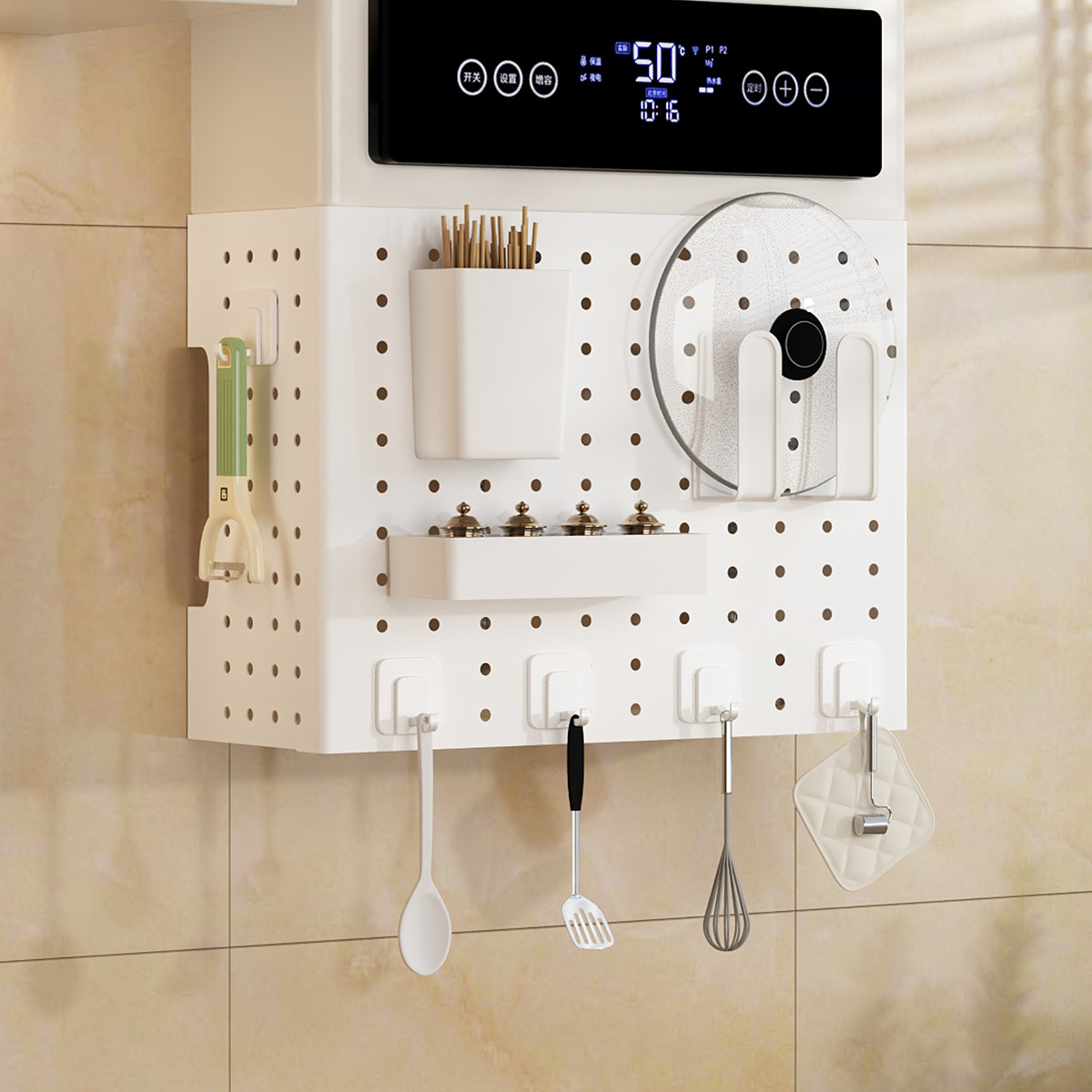 三梦燃气热水器管道遮挡罩装饰洞洞板厨房壁挂神器遮丑锅炉置物架