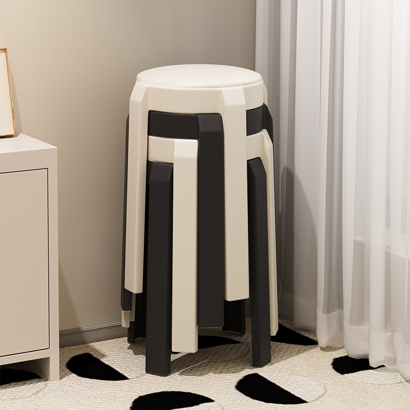 顺丰塑料凳子加厚家用可叠放软包圆凳结实耐用轻奢餐桌备用高椅子