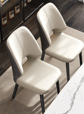 三梦家用靠背餐椅意式轻奢风高级感酒店餐厅专用椅子现代简约凳子