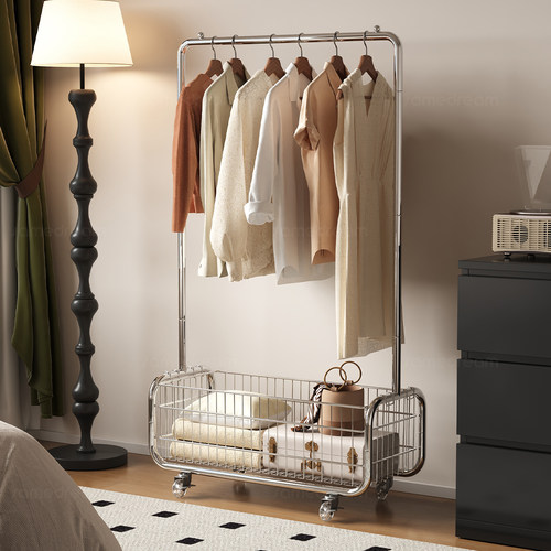 三梦衣架落地卧室2025新款不锈钢移动衣帽架衣服置物架落地挂衣架