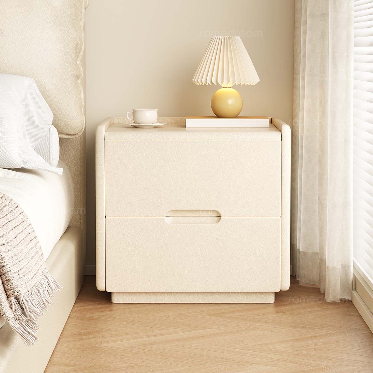 奶油风实木床头柜家用卧室2025新款床边柜子轻奢高级感小型收纳柜,住宅家具,床头柜,淘宝优惠券,粉丝福利购,淘宝优惠卷