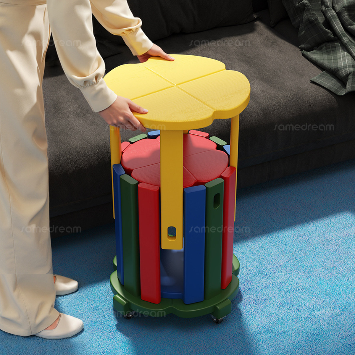 三梦实木叠叠乐凳子家用可叠放可收纳堆叠折叠板凳组合凳备用圆凳,住宅家具,其它凳子,淘宝优惠券,粉丝福利购,淘宝优惠卷