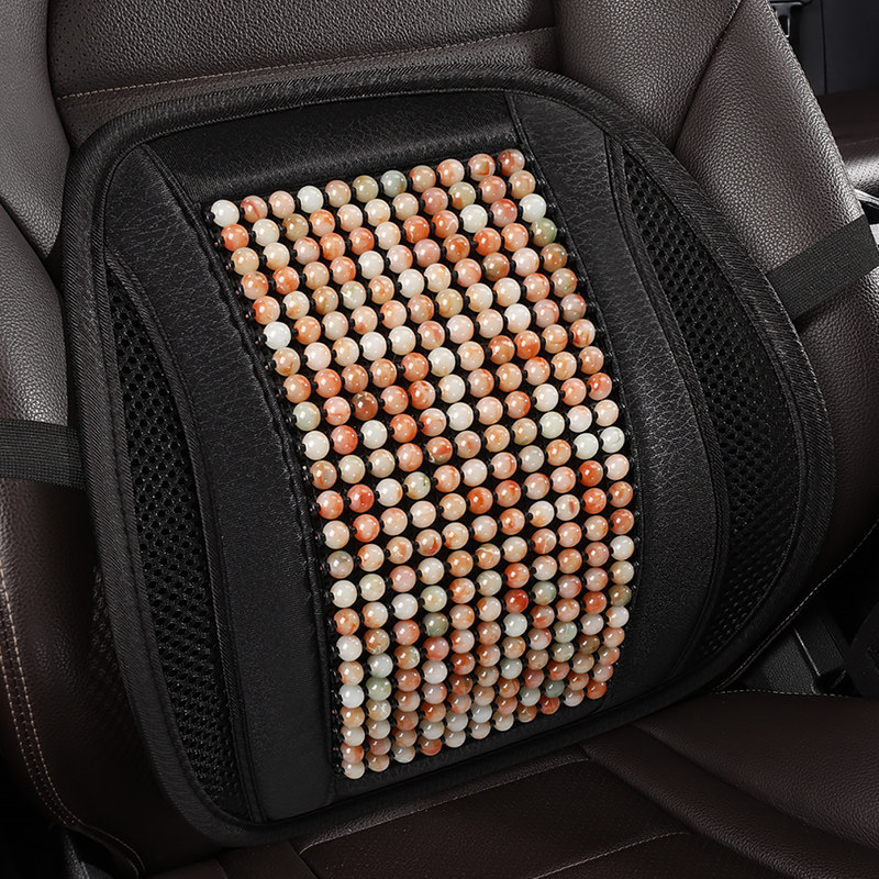 四季透气汽车腰靠垫办公室树脂玉护腰按摩腰垫靠背车座椅腰枕靠枕