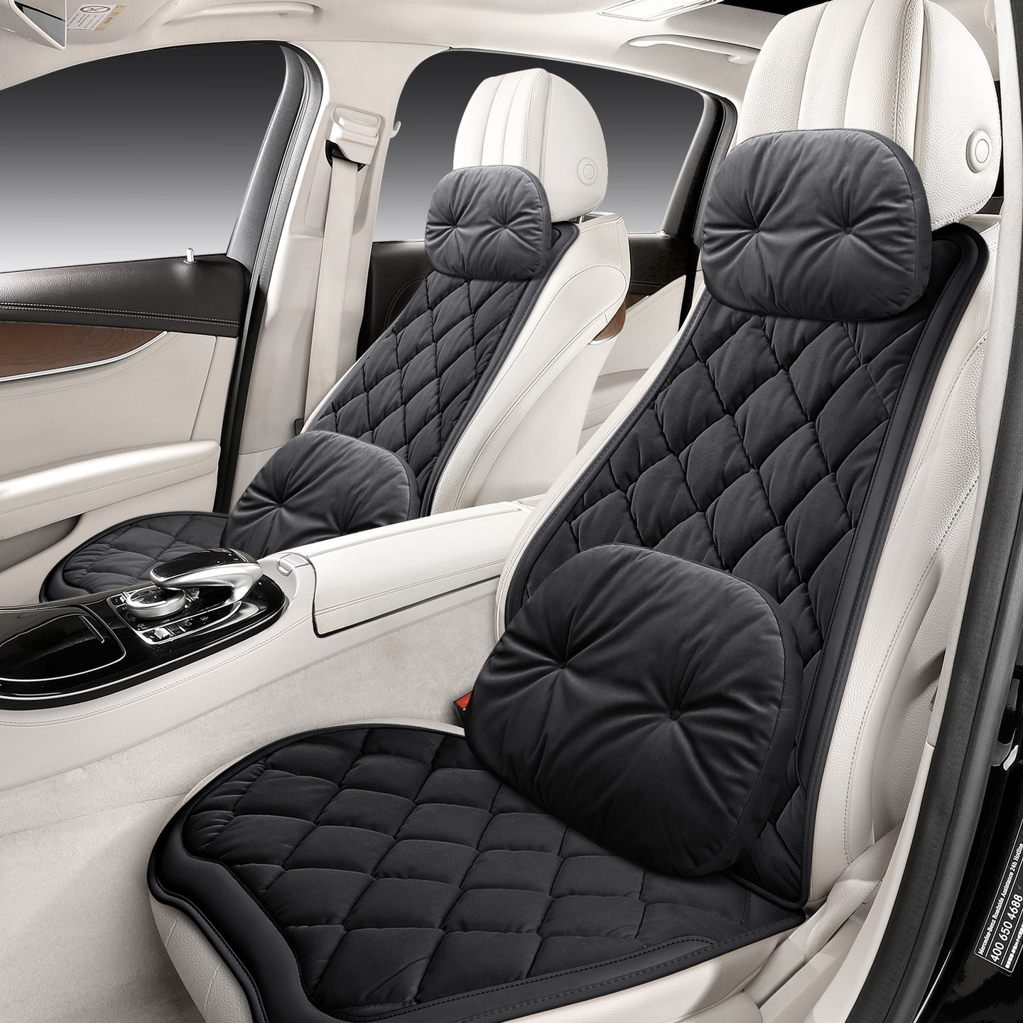 新款汽车坐垫冬季毛绒加厚保暖四季通用半包围小蛮腰车用座垫座套