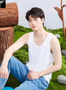 犇业男莫代尔背心薄款白色跨栏运动健身四季打底棉吸汗衫内搭9643