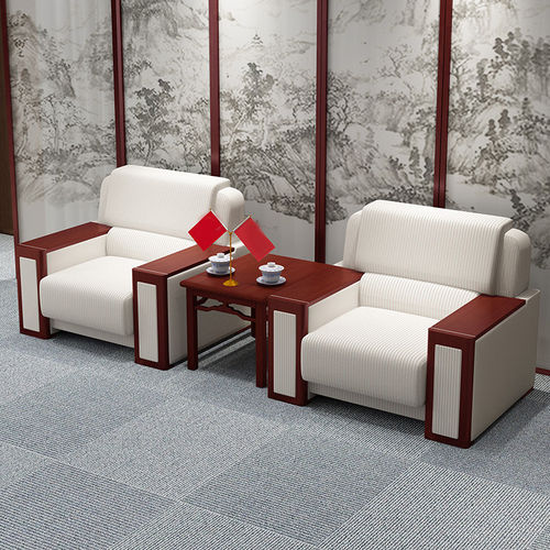 真皮办公沙发舒特迪布艺轻奢