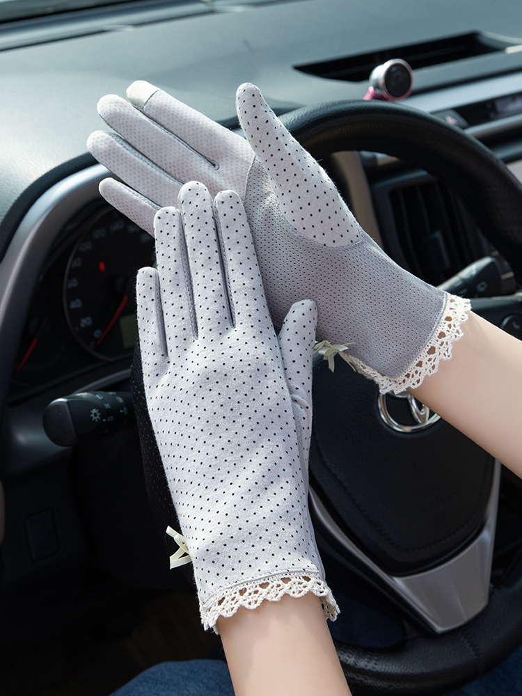 Sunscreen gloves women's UV protection thin summer driving riding anti-slip breathable touch screen hand guard summer short