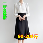 V领衬衣打底衫 胖MM大码 200斤 面试工作服长袖 雪纺小衫 女装 职业衬衫