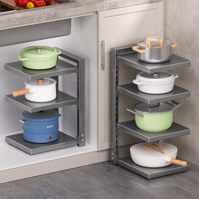 多功能厨房置物架多层家用锅具收纳层架锅架整体橱柜下水槽灶台放