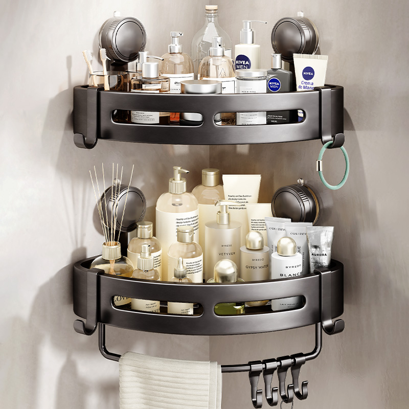 吸盘卫生间置物架浴室架子免打孔挂墙三角厕所洗手台洗漱台收纳架