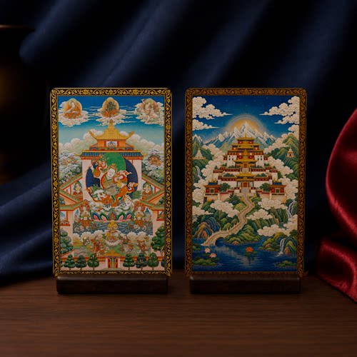 昌都财富神坐像图案藏式唐卡小卡双面满版印刷高清便携文创收藏卡