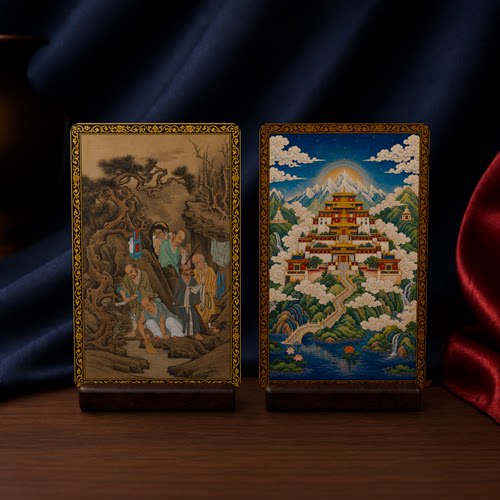 罗汉浣衣汉传小卡设色人物画图案双面满版印刷高清便携文创收藏卡