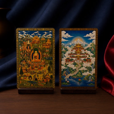释迦牟尼佛生平组画藏式唐卡小卡双面满版印刷高清便携文创收藏卡