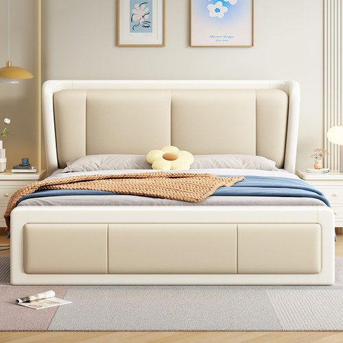 实木床简约现代靠背软包