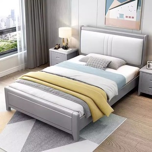 实木床软包1.8米双人床卧室1.5简约现代储物1.35M1.2m一米单人床